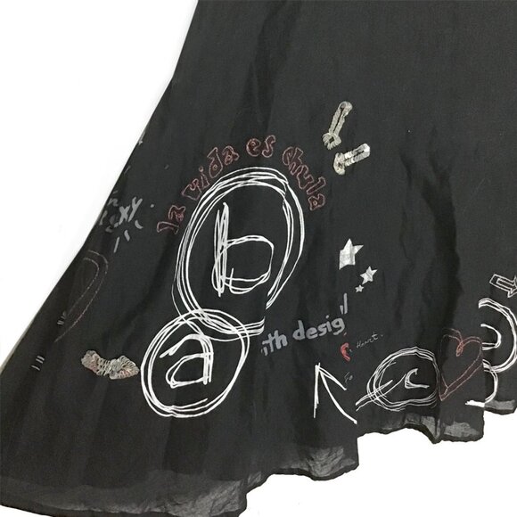 Desigual Black Embroidered Skirt - Picture 6 of 10